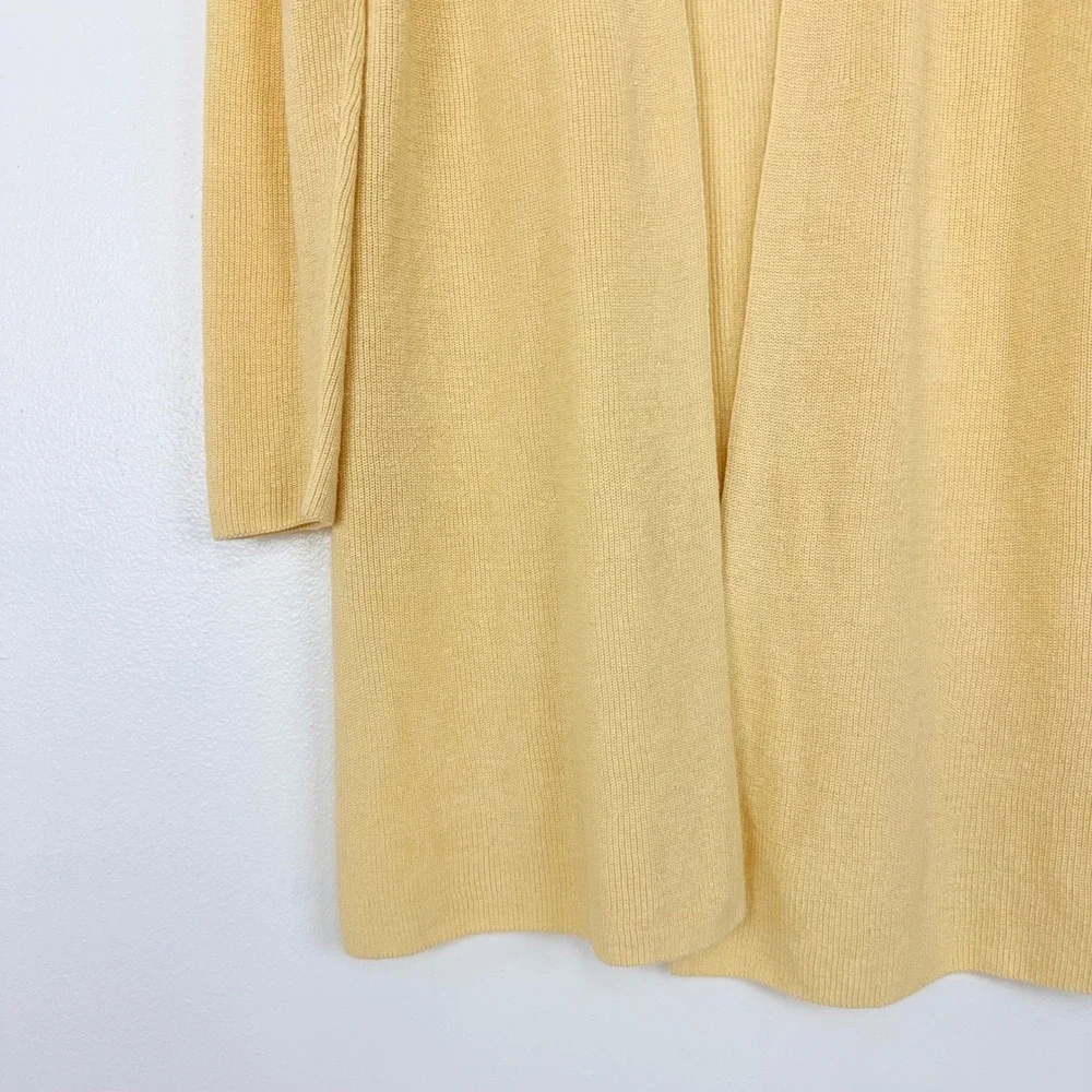 Eileen Fisher Long Cardigan Womens M Yellow Organic Linen Cotton‎ Open Front